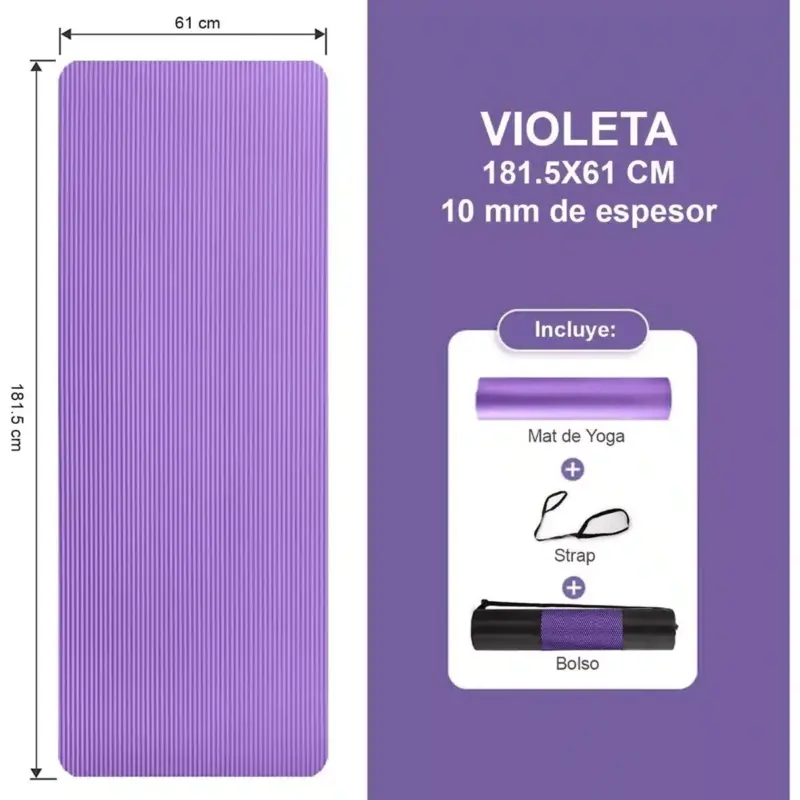 Mat Yoga 10mm Pilates Fitness + Funda Fit - Imagen 3