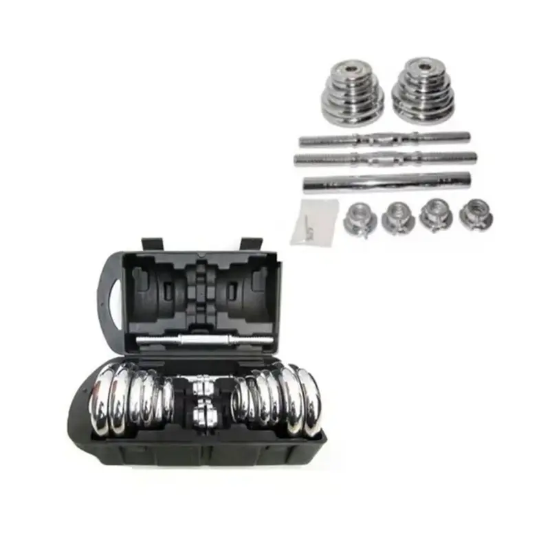 SET DE PESAS 20KG DISCOS CROMADOS + ADAPTADOR 40CM - WINNER - Imagen 2