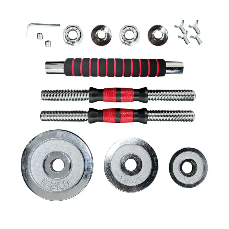 KIT 20KG PESAS CROMADAS CON ADAPTADOR - Imagen 2