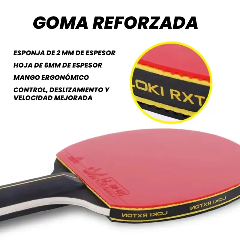 SET DE PING PONG LOKI RXTON ( 2 RAQUETAS + 1 NET + 1 ESTUCHE + 6 PELOTAS) - Imagen 5