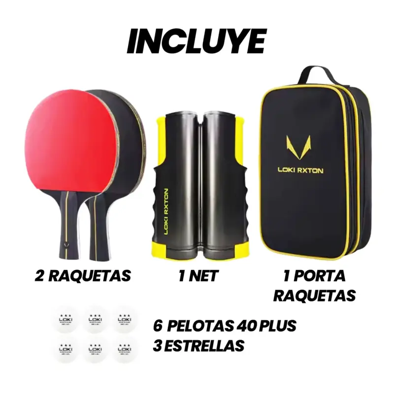 SET DE PING PONG LOKI RXTON ( 2 RAQUETAS + 1 NET + 1 ESTUCHE + 6 PELOTAS) - Imagen 4